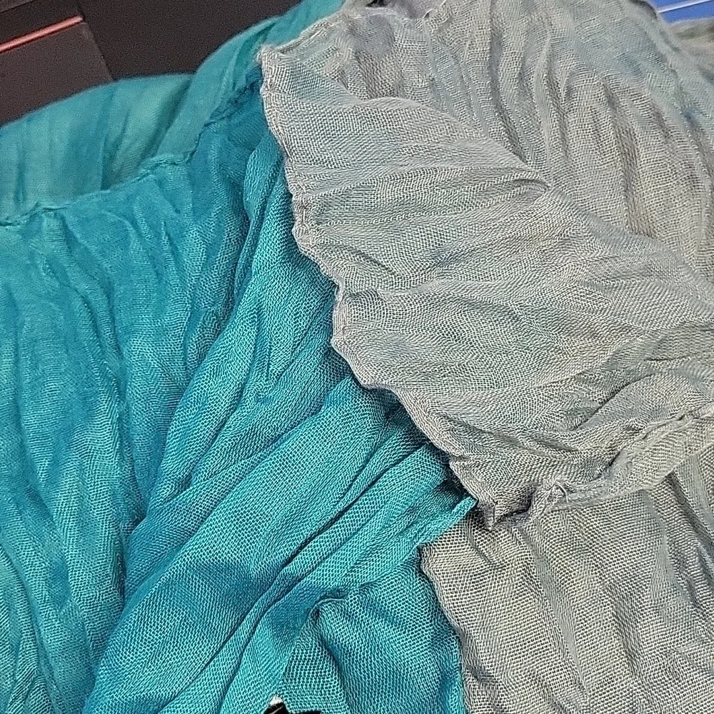 Teal Gray 2 Layer Scarf 14